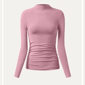 NWT OGL Thermal Ruched Sides Tuckable Mockneck Top French Mauve